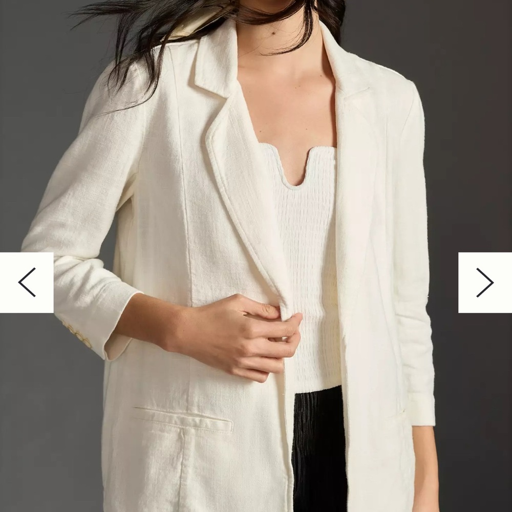 Linen Tulip Blazer by Anthropologie – Lightweight Linen Viscose Layer, Size 6 - Picture 5 of 14
